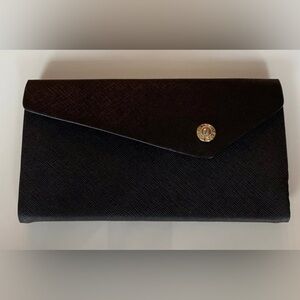 Henri Bendel Elegant Black Eyeglass Collapsible Gold Accent